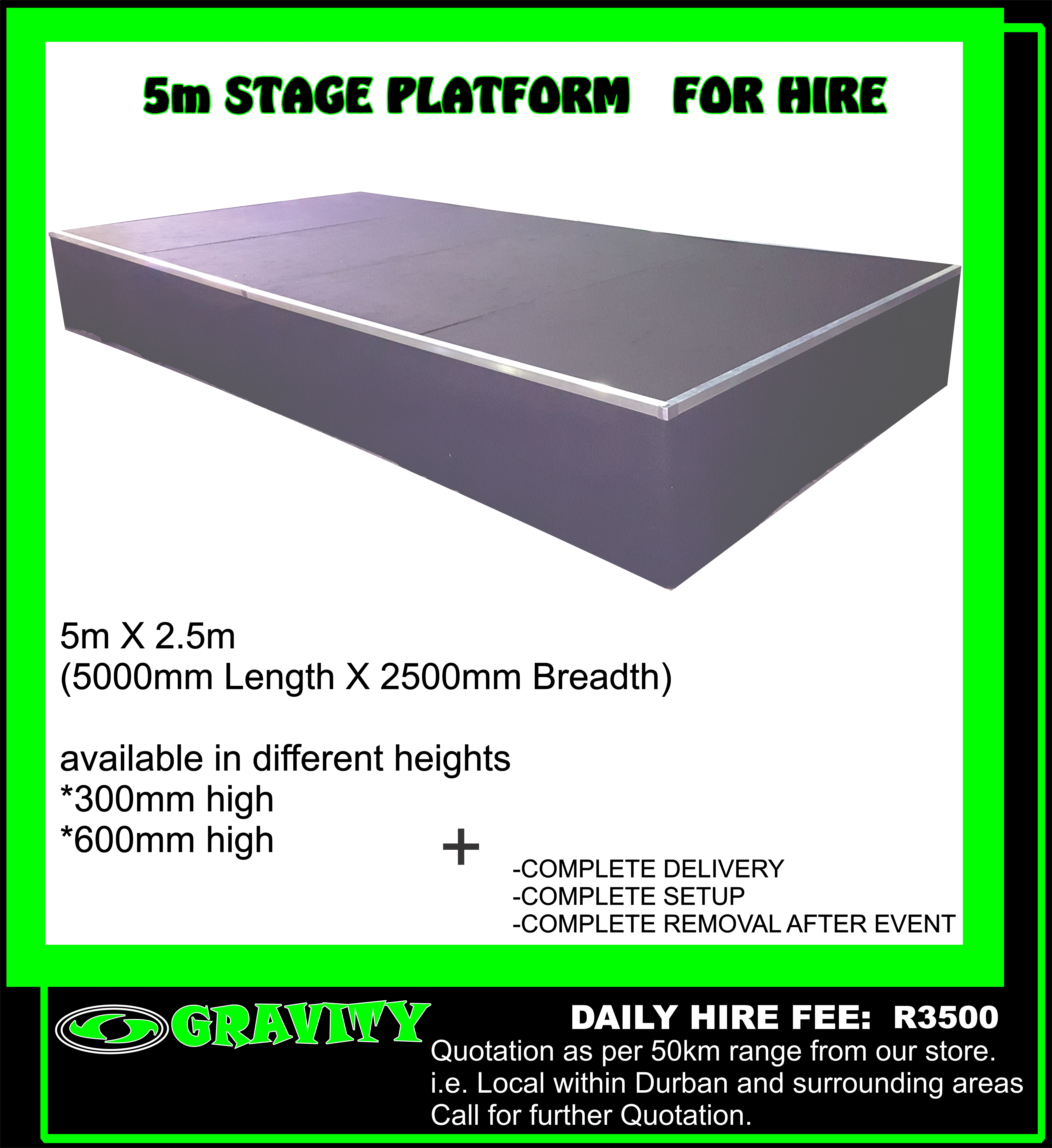 HIRE AND INSTALLATION OF STAGE PLATFORMS FOR HIRE AT GRAVITY SOUND AND LIGHTING WAREHOUSE DURBAN 0315072736 STAGE HIRE STAGE RENTALS FOR EVENTS AND CONCERTS AND STAGE MEETINGS STAGE PLATFORMS WITH SETUP AND DELIVERY AT GRAVITY DJ STORE 0315072436